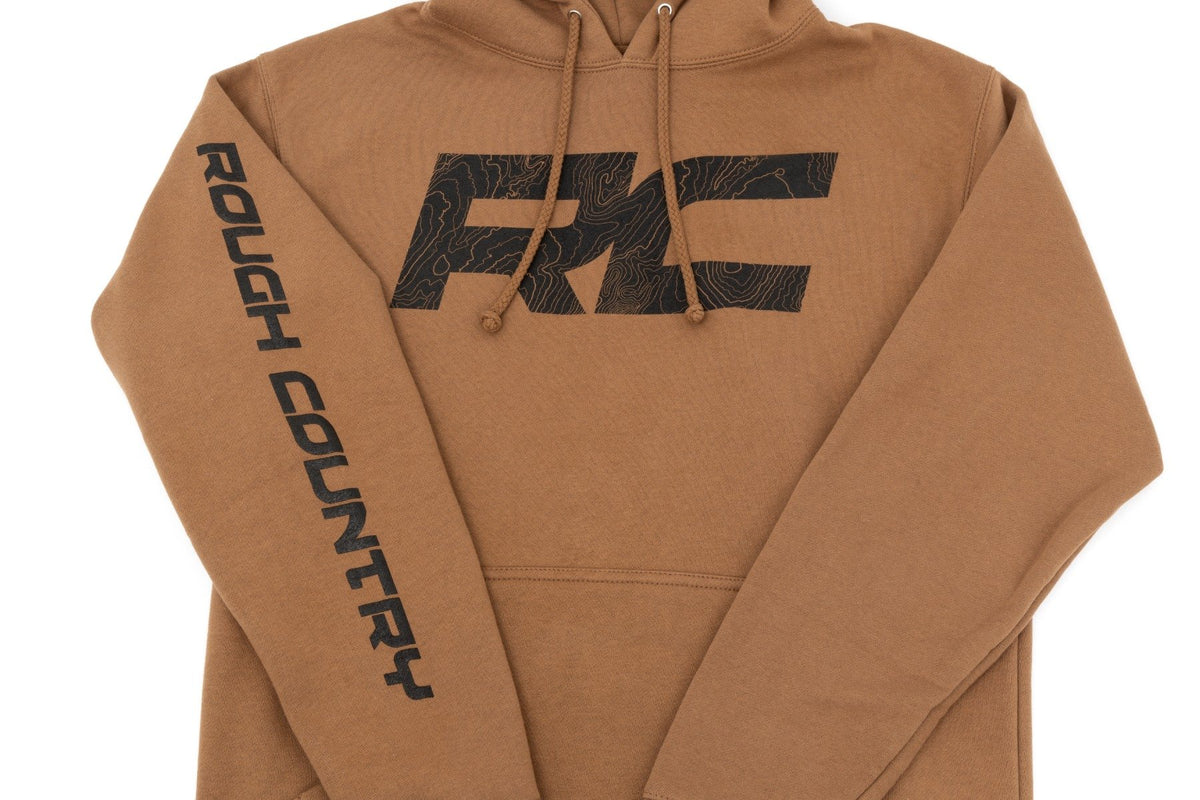 Rough Country Hoodie | RC Topographical Sleeve | Saddle | 2XL