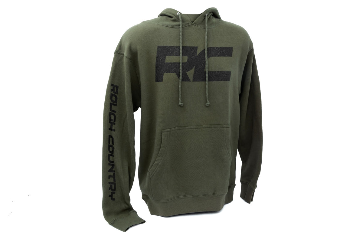 Rough Country Hoodie | RC Topographical Sleeve | Army Green | SM