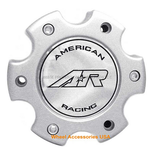 AR899 6X135 SILVER CAP W/ CHROME LOGO