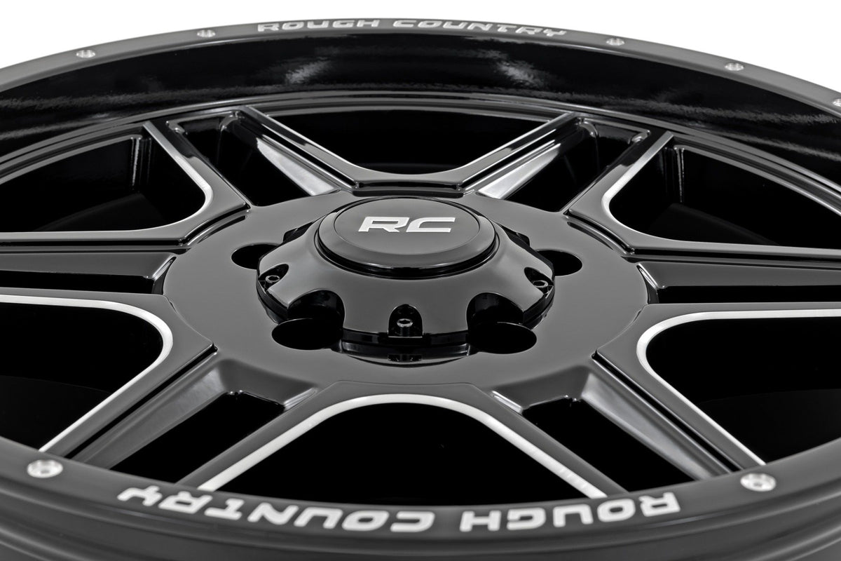 Rough Country 92 Series Wheel | Machined One-Piece | Gloss Black | 18x9 | 6x135 | +0mm