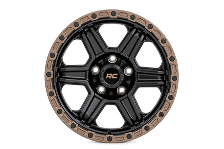 Rough Country 79 Series Wheel | One-Piece | Semi Gloss Black w/Bronze Ring | 18x9 | 5x5 | -12mm