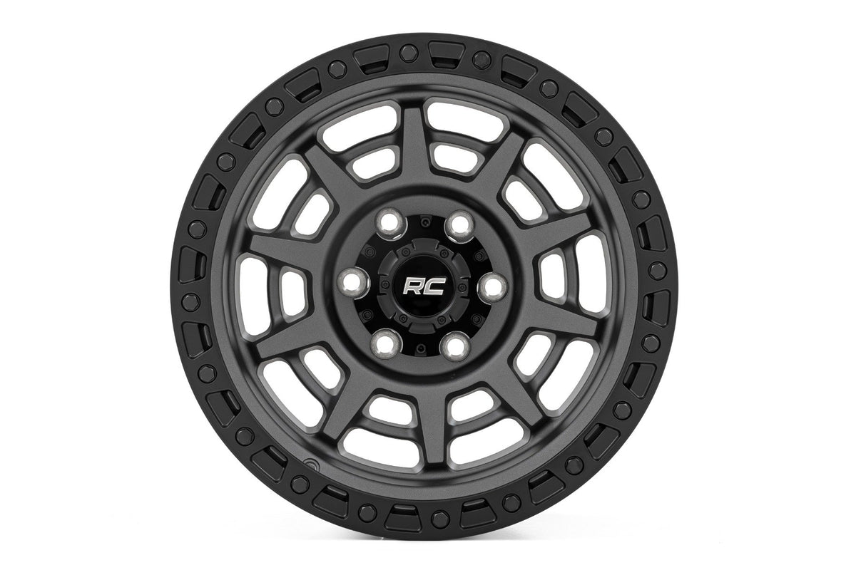 Rough Country 85 Series Wheel | Simulated Beadlock | Gunmetal Gray/Black | 17x9 | 8x170 | -12