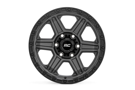Rough Country 79 Series Wheel | One-Piece | Gunmetal Gray w/Black Ring | 17x8.5 | 6x5.5 | 0mm