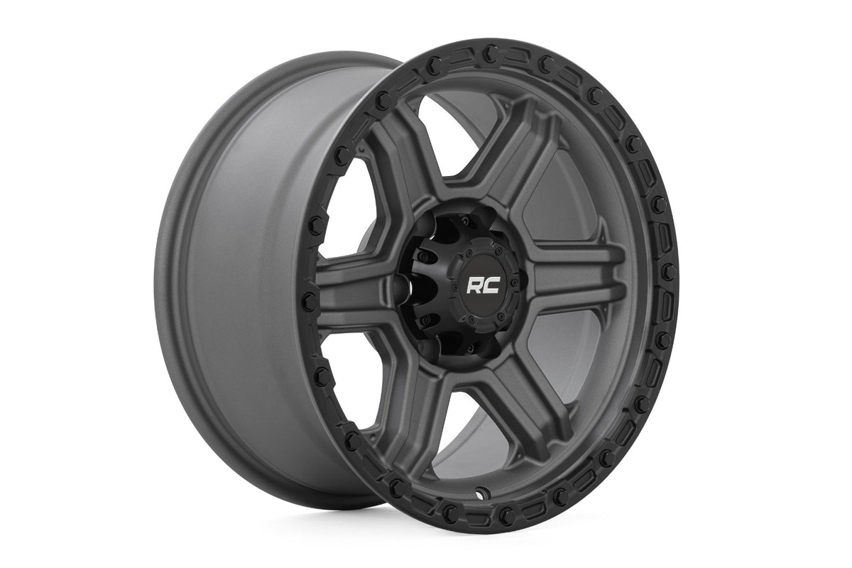 Rough Country 79 Series Wheel | One-Piece | Gunmetal Gray w/Black Ring | 17x8.5 | 6x5.5 | 0mm