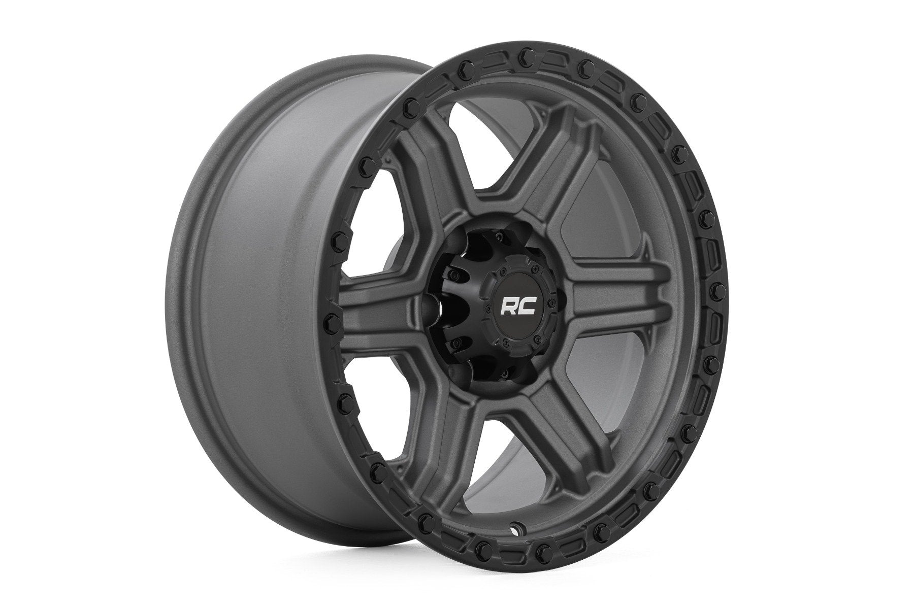 Rough Country 79 Series Wheel | One-Piece | Gunmetal Gray w/Black Ring | 17x8.5 | 6x5.5 | 0mm