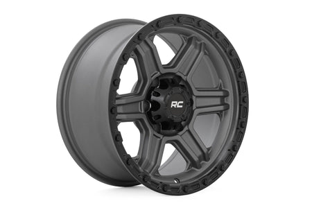 Rough Country 79 Series Wheel | One-Piece | Gunmetal Gray w/Black Ring | 17x8.5 | 6x5.5 | 0mm