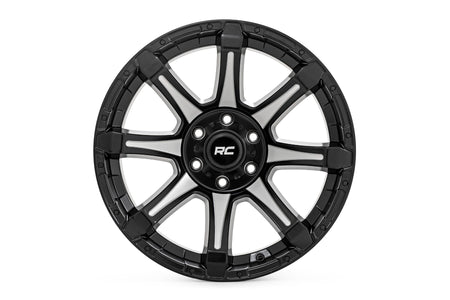 Rough Country 81 Series Wheel | One-Piece | Semi Gloss Black w/machined spokes | 20x9 | 5x150 | +18m