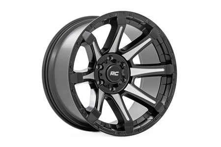 Rough Country 81 Series Wheel | One-Piece | Semi Gloss Black w/machined spokes | 20x10 | 6x5.5 | -19