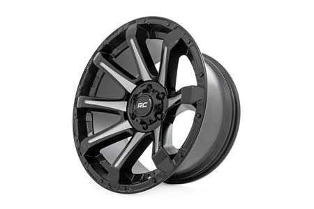 Rough Country 81 Series Wheel | One-Piece | Semi Gloss Black w/machined spokes | 20x9 | 8x180 | 0mm