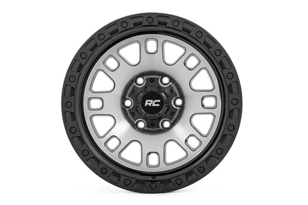 Rough Country 82 Series Wheel | One-Piece | Machined Semi Gloss Black | 17x9 | 5x5 | -12mm