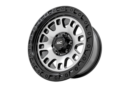 Rough Country 82 Series Wheel | One-Piece | Machined Semi Gloss Black | 17x9 | 5x5 | -12mm