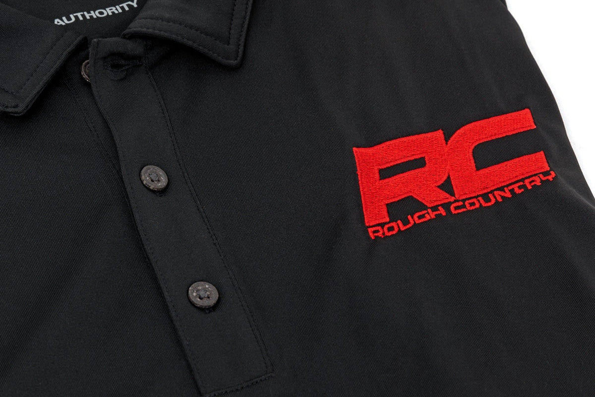 Rough Country Polo | Rough Country Logo | Black | Moisture Wicking | Size 2XL